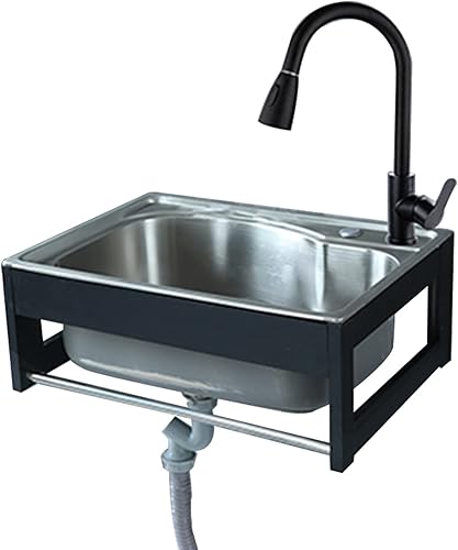 Fregadero utilitario, fregadero de cocina de un solo tazón, fregadero de acero inoxidable montado en la pared, montaje en pared de acero inoxidable