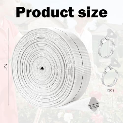 Gohytal Gewebeschlauch Set, 1 1/4 Zoll Flachschlauch,10m 32mm Industrieschlauch,Gartenschlauch mit Schlauchschelle, Gewebeschlauchset Zubehör Bewässerungsschlauch,Schlauch zum Anschluss an Tauchpumpen