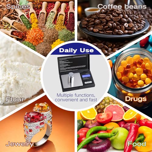 Vinabo Grammwaage Feinwaage 0.01g Waage Gramm 700g/0.01g Goldwaage Präzisionswaage Taschenwaage mit LCD Display und 7 Einheiten Tara Funktion für Küche, Kaffee, Schmuck (Einschließlich 2 Batterien)