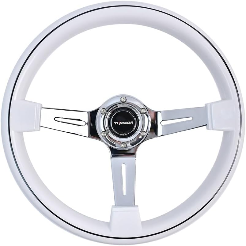 Wood Universal Racing Adventure Car Steering Wheel 13.8”/350mm Sports Drifting Reinforced Steering Wheel 6 Bolts Grip ABS & Aluminum with Horn Button for Car