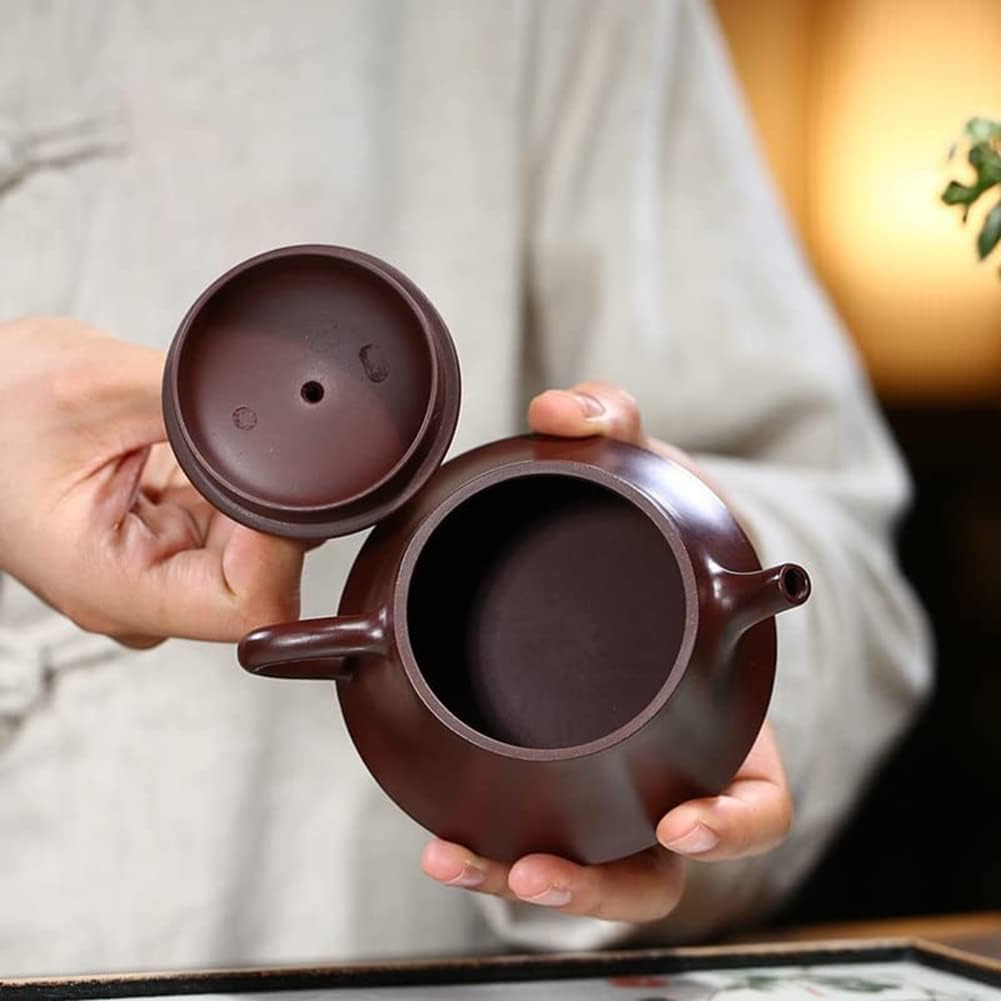 Set da tè Kungfu in Ceramica, teiere Viola da 180 ml, teiera con Cucchiaio Alto in Pietra, bollitore Beauty, teiere in Minerale Grezzo, Adatte per Picnic e Viaggi