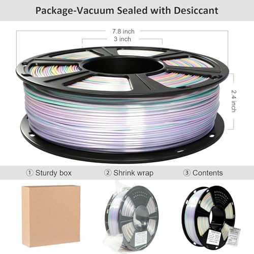 Image of GEEETECH Silk Rainbow PLA Filament 1.75mm, 3D Printer Filament 1kg Spool (2.2lbs), Shiny Multicolor Gradient PLA, + /- 0.02 mm Accuracy, Low Warping, 3D Printing Filament Fits Most FDM 3D Printers
