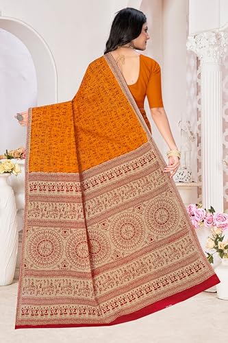 Image of TAMAIRA FASHION Mulmul Pure Cotton Saree For Woman Warli Printed |Office Wear Daily Wear Sarees For Women Without Blouse Piece(Available in 16 Colours)