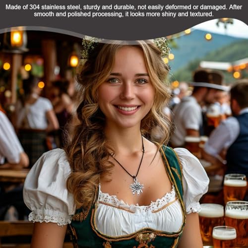 OUDQFCJ 20 PCS Anhänger DIY Selfmade Kinderschmuck Damen- und Herrenschmuck Unisex Kinder Erwachsene, Blätter und Blüten (antik Silberfarben) (Edelweiß) oktoberfest oktoberfest deko