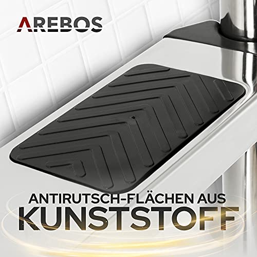 Poolleiter Arebos aus Edelstahl mit Montagematerial und rutschfesten Stufen