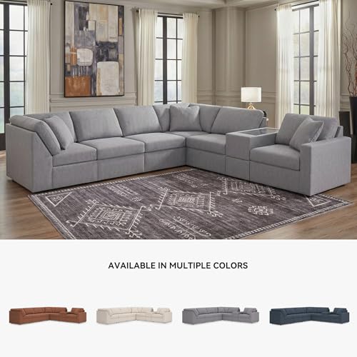 Image of Signature Design by Ashley 7-Piece Modular Sectional Sofa, Granite Gray
