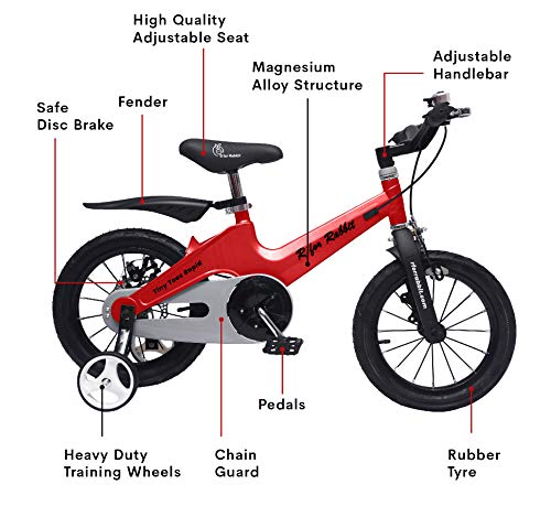 Image of R for Rabbit Tiny Toes Rapid Bicycle for Kids for 3,4 & 5 Years 14T inch Cycle |90% Installed|Magnesium Alloy Single Structure - Red