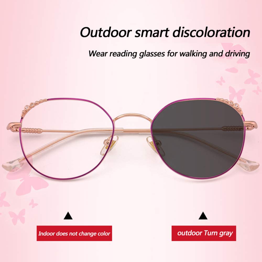Anteojos Multifocales Progresivos Anteojos De Lectura para Damas Lejano Y Cercano Uso Dual Gafas De Sol De Transición Fotocromáticas,3-+2.0