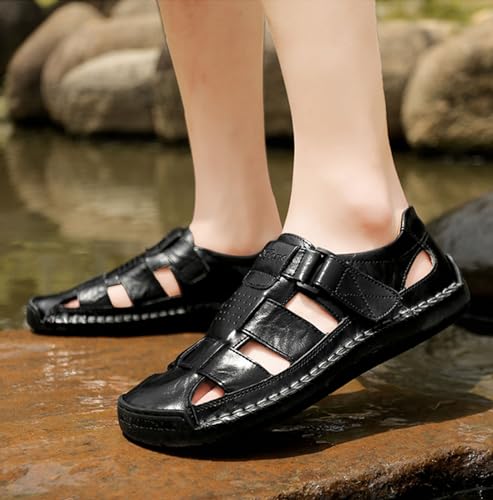 Myallfeet Men's Business Leather Outdoor Beach Sandals Comfortable Hand Sewn Breathable Casual Sandals Summer Outdoor Walking Sandals2