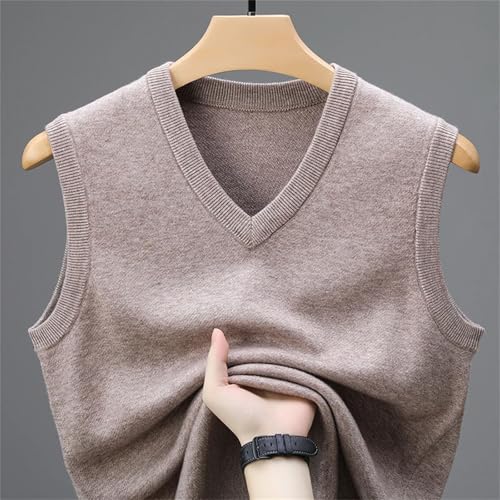 Men's Winter Wool Sleeveless Cashmere Vest Work Sweater Solid Color Knitted Vest Pullover2