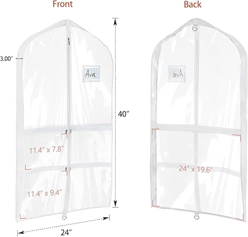 Miniatura 2 de Univivi - Juego de 3 bolsas para prendas de 60 pulgadas portatrajes para almacenamiento y viajes, con protector antipolillas, ligero y resistente,