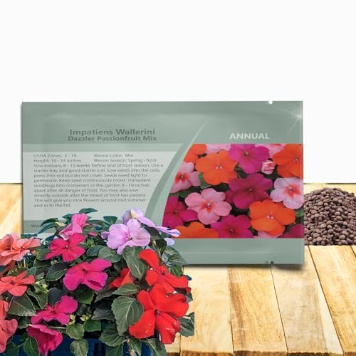 Outsidepride Dazzler Passionfruit Mix Impatiens Flower Seeds - 150 Pcs Annual, Compact & Pollinator Friendly, Impatiens Seeds for Planting w/Vibrant, Abundant Blooms for Shade Gardens & Containers