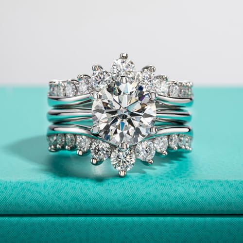 Anuclub Moissanite Engagement Rings Bridal Set 4.52Cttw D Color Vvs1 925 Sterling Silver Lab Created Diamond Wedding Promise Ring For Women With Certificate 7 thumb #1