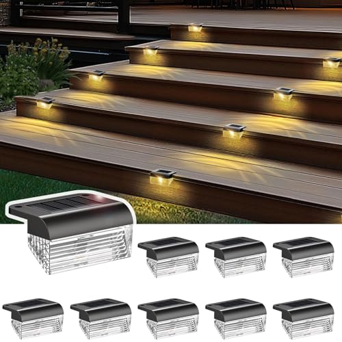 Solar Fence Lights Outdoor - 8 Pack Deck Light Solar Powered, IP55 Waterproof Setp Light Outdoor for Deck, Outside Step, Patio, Yard, Backyard, Garden