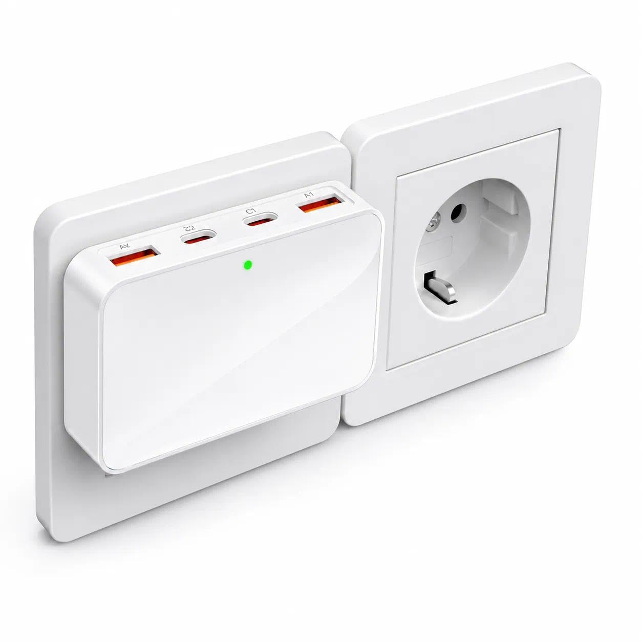 VPSUN USB C Ladegerät,Flachstecker PD65W+USB-A 10W(White, 65W) | USB Mehrfachstecker Ladestation mit 4 Ports,Reise Schnellladegerät USB C für Laptop,MacBook ,iPhone,Samsung,Huawei.