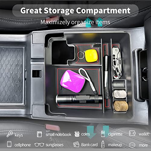 Image of CDEFG for 2022-2025 2026 Frontier Center Console Organizer for 2026 2025 Nissan Frontier Armrest Storage Box 2022-2025 2026 Frontier Pickup Truck Accessories(Red)