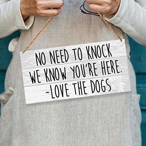 Funny Dog Do Not Knock Sign For Front Door, No Need To Knock We Know You're Here, Dog Warning Sign For Home Decor, Beware Of Dog Sign For Gate Fence Yard Home Decoration, Dog Dad Mom Owner Gifts #TOP3