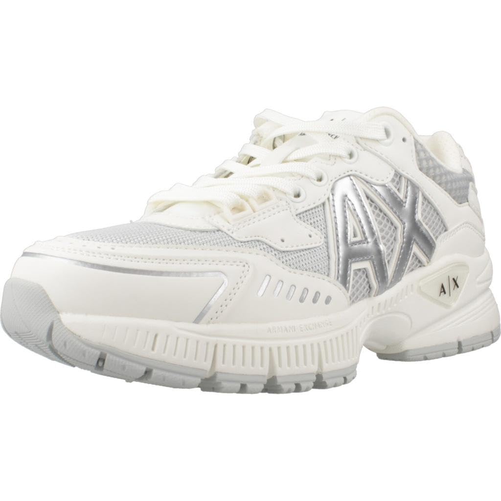 Armani Exchange Speed, WOMAN Sneaker, OFF WHITE+SILVER,