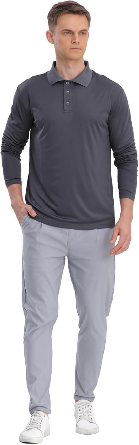 Men's Golf Polo Shirts,1 Pack/4 Pack Long Sleeve Quick Dry Athletic Casual Performance Collar Shirts for Men - Image 7