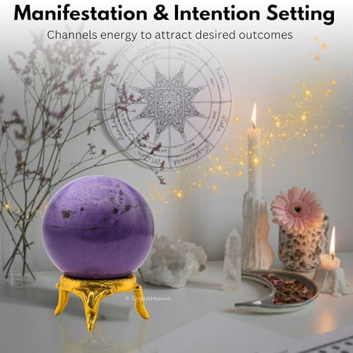 Image of Certified Stichtite Crystal Ball for Meditation - Premium Crystal Vastu Items for Home and Feng Shui Items for Good Luck - Ideal for Pooja Supplies and Spiritual Practices (1.5 inch Inch)