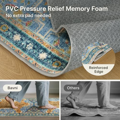 Tapete Leopardo Boho Azul 2x3 Pies Lavable a Máquina miniatura 4