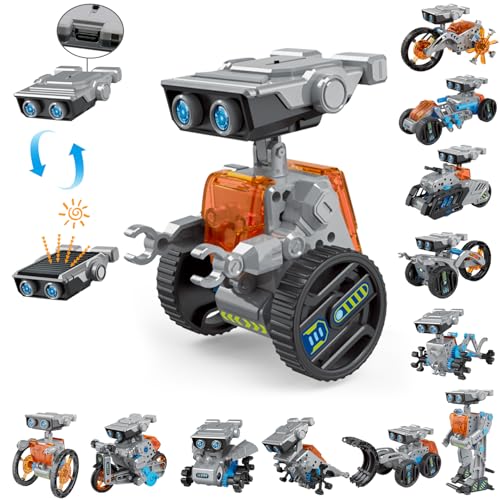 Robot Solar, 12 en 1 Juguete Stem para Niños de 8 a 12 años, Juguete de Construcción con Panel Solar y Batería, Robots de Ingeniería Educativos Juguetes para Niños Niñas