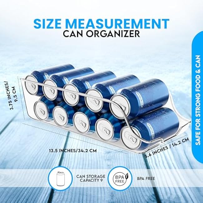 KICHLY Pack of 4 Can Organizer for Pantry - Soda Can Organizer for Refrigerator - Can Storage Organizer Pantry, Fridge & Freezer Organizers and Storage (Clear)