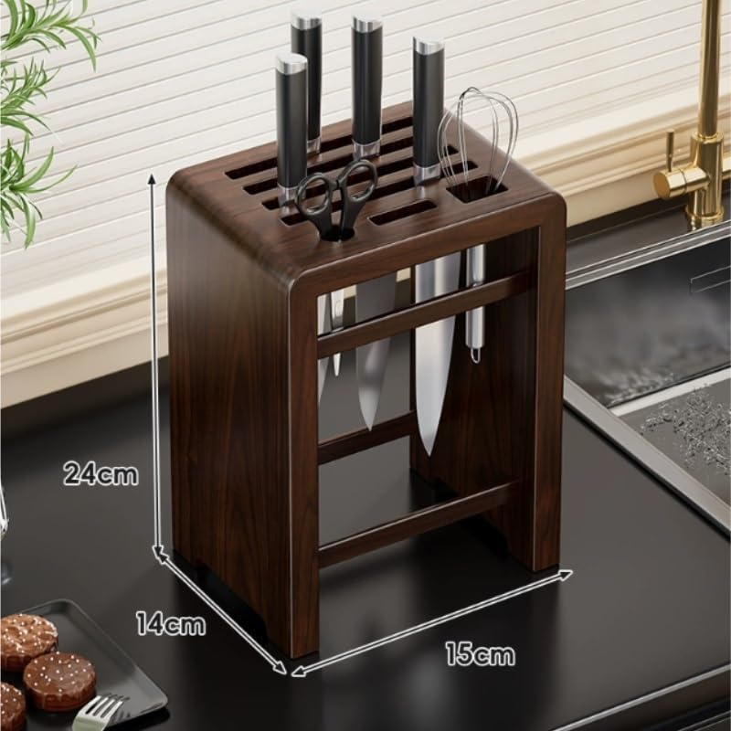 Seven Hole Solid Wood Rack Storage Stand for Kitchen Home Use Countertop Type Multi Functional