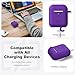 R-fun Compatible with AirPods Case Cover, Soft Silicone Protective Cover with Keychain for Women Men Compatible with Apple AirPods 2nd 1st Generation Charging Case, Front LED Visible,Purple