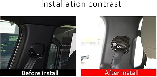 Miniatura 3 de 2 piezas de fibra de carbono ABS cromo cinturón de seguridad ajuste para Land Rover Defender 110 2020-2020 accesorios de coche (fibra de carbono)