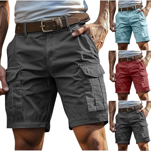 Image of Mens Hiking Cargo Shorts Baggy Lightweight Casual Twill Shorts Summer Outdoor Work Breathable Short Multi Pockets