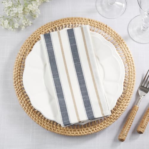 Servilletas de tela a rayas azul 20x20 pulg. set 4