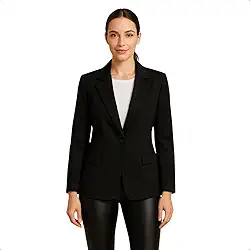 Blazer Feminino Sem Forro com Botão Encapado e Bolsos Falsos