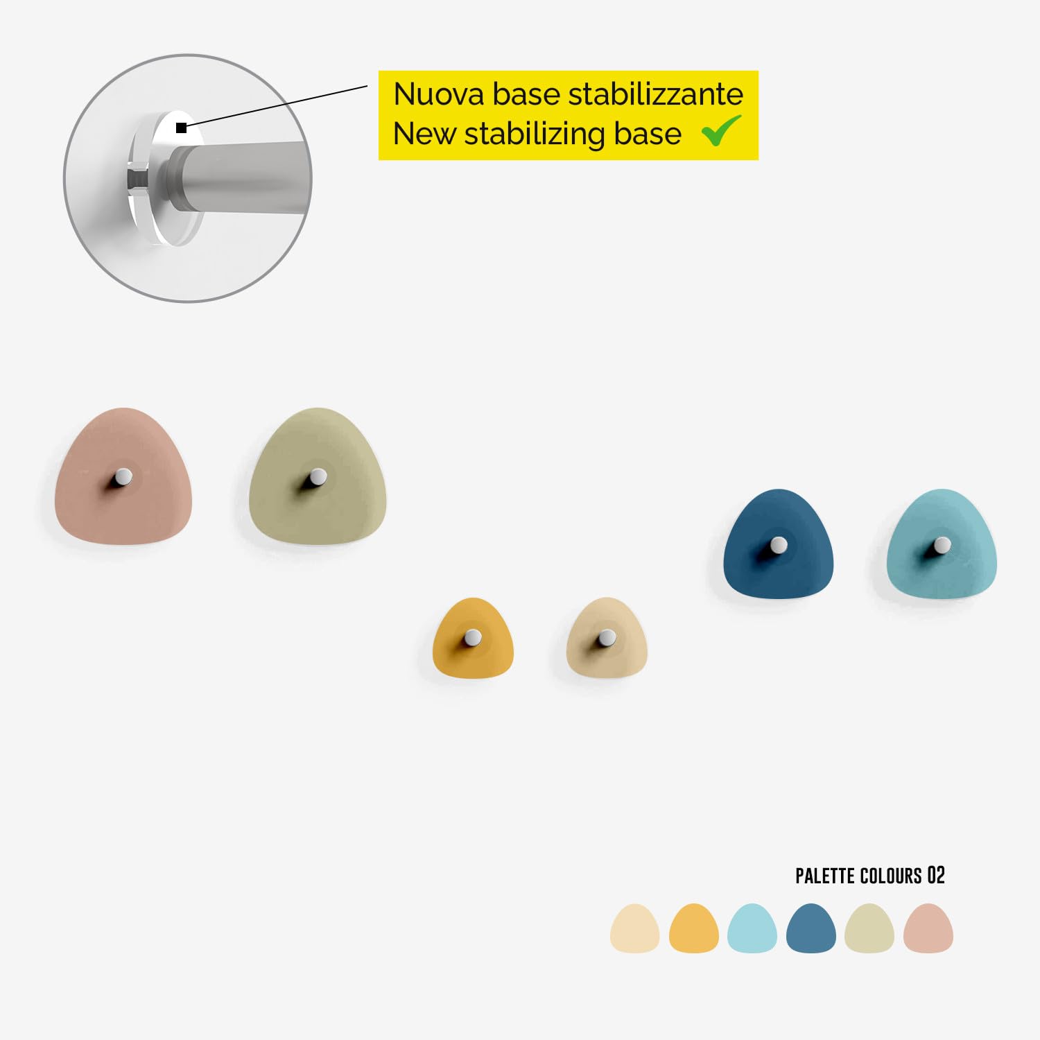 Appendiabiti Adesivi Da Parete - Kit 6 Pezzi Colorati - Giallobus Design Italiano - Foto 10