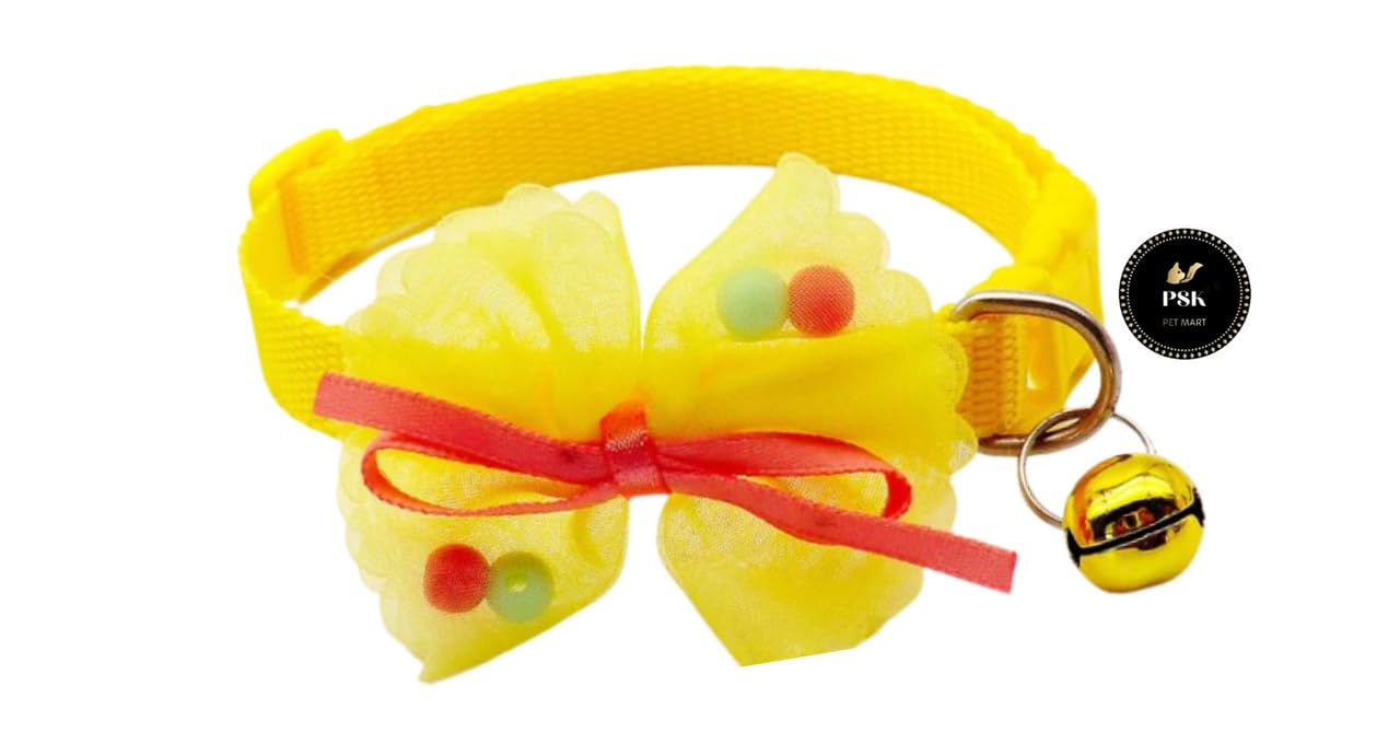 PSK PET MART 1.Pcs Cat Bow Tie for Puppy Cat Pet Bowknot Cute Bow Tie with Bell Adjustable Puppy Kitten Necktie Collar (Yellow) (B0C86SX1CM) Amazon Price History, Amazon Price Tracker