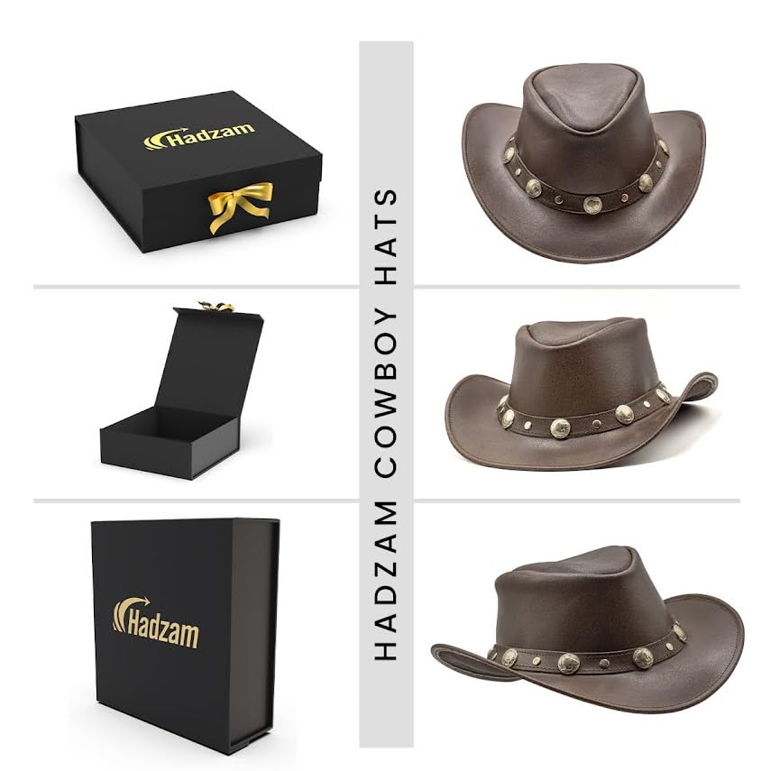Image of HADZAM Showerproof Outback hat Also Worn as Leather Cowboy hat, Australian Hats for Men & Women