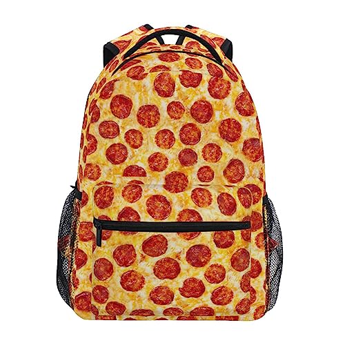 ALAZA 3D Pizza Pepperoni Food Large Backpack,Unisex Girls Kids College Bookbags Daypack Bag,Water Resistant Personalized Laptop iPad Tablet Children Backpack Travel College Bag