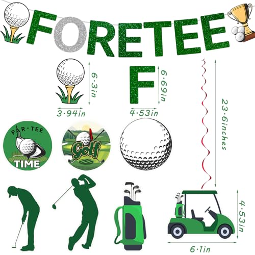 Image of 40th Birthday Decorations for Men 51 PCS Golf Party Decorations | Party Decorations with FORETEE Banner,Hanging Swirls,Number Balloons,Cake Topper for Men Sports Themed Party Supplies