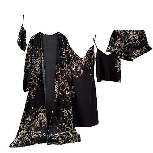 Peignoir multicolore en satin fin et nuisette fluide pour une élégance nocturne supérieure