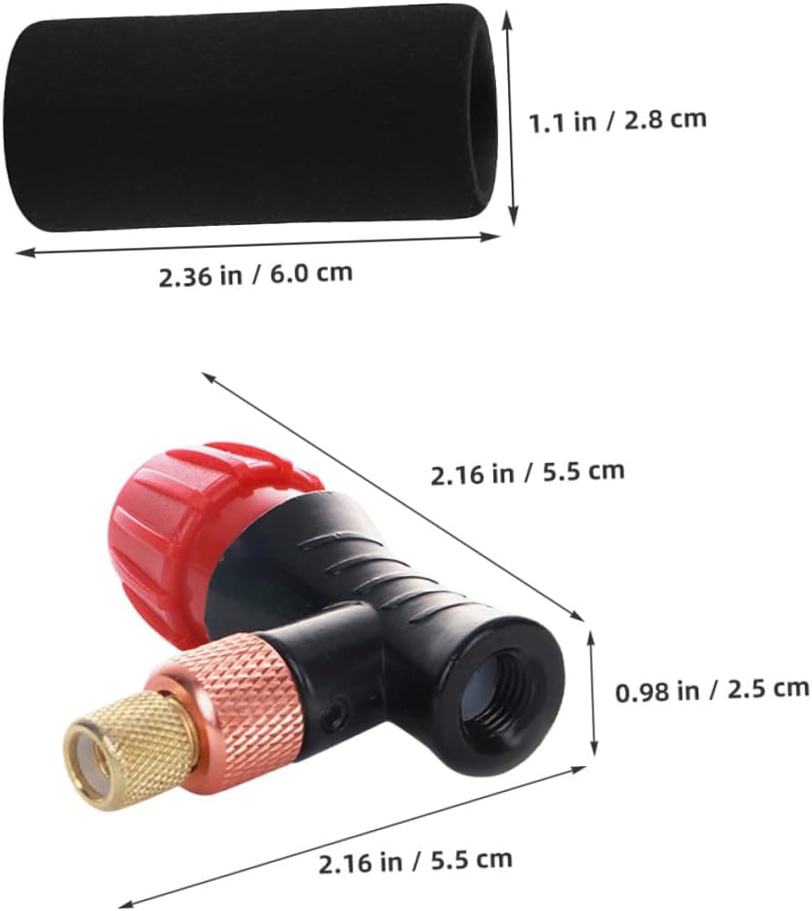 KALLORY Co2 Inflator Pump with Anti-Freeze Foam Sleeve, Compact Portable Tire Inflator Nozzle Compatible with Tubeless Tires for Mountain and Road Bikes, 2pcs Set for Outdoor Cycling