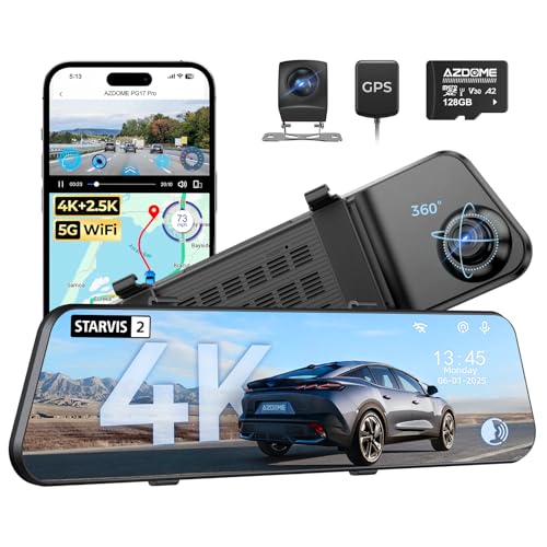 AZDOME PG17 Pro 4K+2.5K Mirror Dash Cam with STARVIS 2 & 5G WiFi...