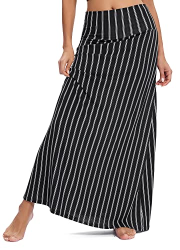 Image of Urban CoCo Women's Stylish Spandex Comfy Fold-Over Flare Long Maxi Skirt