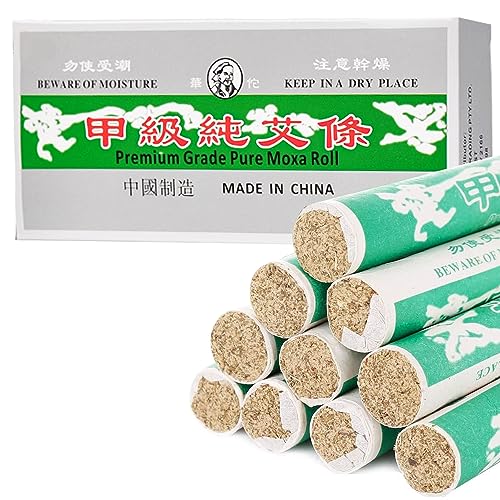 OSPNIEEK Pure Moxa Rolls 10 Rolls Handmade Mild Moxibustion Mugwort Sticks Natural Moxa Cones for Waist Neck Knee Back Acupoint Care Ai Jiu