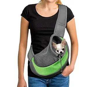 Royale Cat Pet Carrier Hand Free Sling Puppy Carry Bag Small Puppy Cat Travel Carrier with Breathable Mesh Pouch for Outdoor Travel Walking Subway-Green