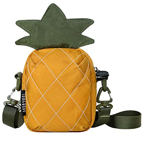 Van Caro Women Pineapple Shape Shoulder Purse Hollow Out Chain Crossbody Fruit Bag