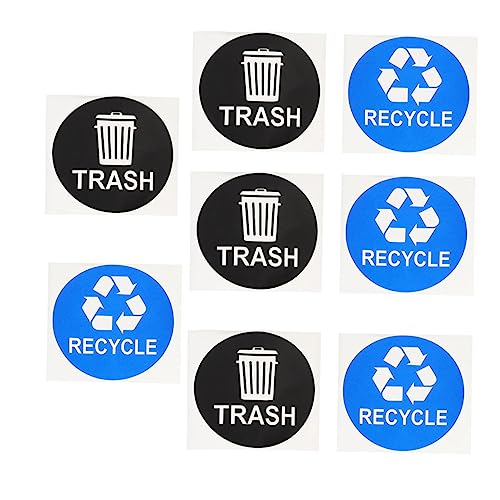 HAPINARY 8pcs Trash Recycling Labels Self-Adhesive Waste Container Stickers for Rubbish Classification Recycling Decals for Bins