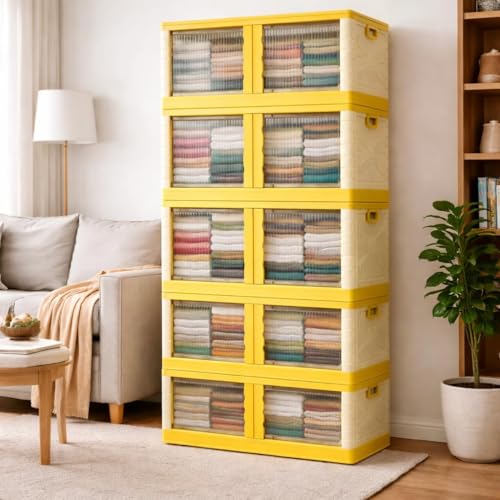 Image of DecoLogy Multipurpose Bookshelf Organiser Rack for Living Room, Kitchen, Bedroom, Office (Cupboard 2 Door : Orange, 4PCS)