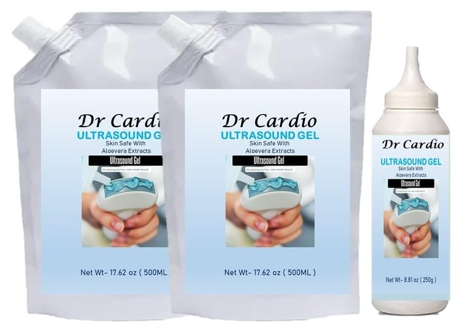 Dr Cardio Ultrasound | ECG Gel ISO Certified Microbiologically Tested safe on Skin for Ultrasound | EUSG | Doppler | Sonography | Physiotheraphy Combo Pack BLUE