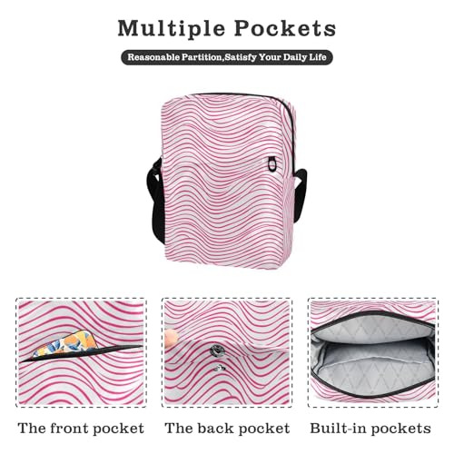 KLL Peach Wavy small messenger bag for women Vegan Leather over the shoulder bags for men Travel Shoulder Handbags For Women2