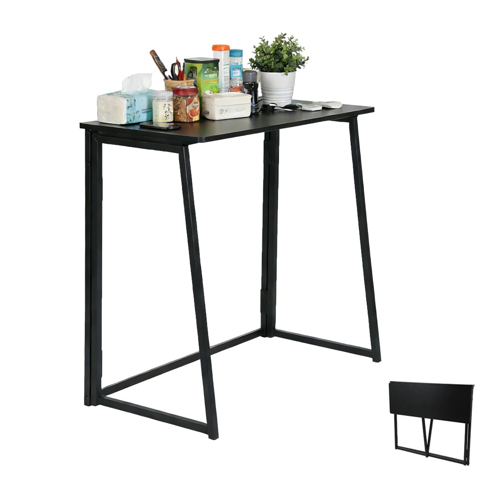 1 Pièce Mini Bureau Pliable en Bois Escamotable Noir, Petite Table Pliante Interieur de Bureau Pliable Chambre établi Pliant pour Domicile/Chambre/Salon/80x40x74CM(LxPxH)